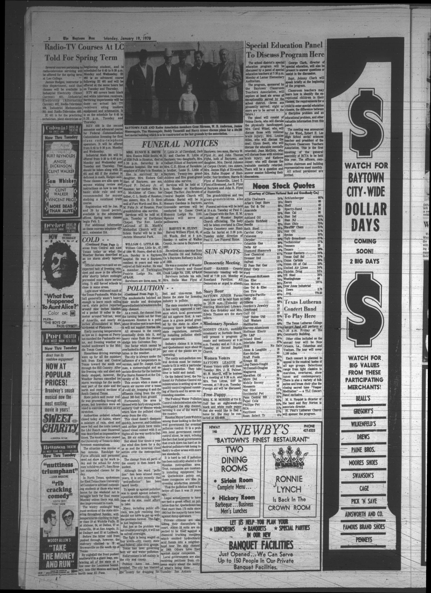 The Baytown Sun (Baytown, Tex.), Vol. 48, No. 102, Ed. 1 Monday, January 19, 1970
                                                
                                                    [Sequence #]: 2 of 14
                                                