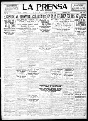Primary view of object titled 'La Prensa (San Antonio, Tex.), Vol. 7, No. 2,045, Ed. 1 Thursday, November 11, 1920'.