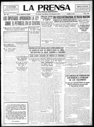 Primary view of object titled 'La Prensa (San Antonio, Tex.), Vol. 8, No. 2,409, Ed. 1 Wednesday, November 16, 1921'.