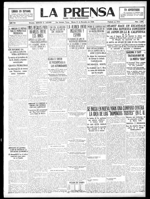 Primary view of object titled 'La Prensa (San Antonio, Tex.), Vol. 7, No. 2,084, Ed. 1 Tuesday, December 21, 1920'.