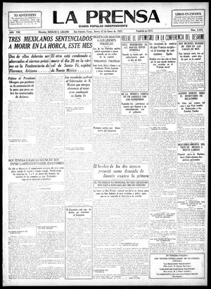 Primary view of object titled 'La Prensa (San Antonio, Tex.), Vol. 8, No. 2,454, Ed. 1 Thursday, January 12, 1922'.