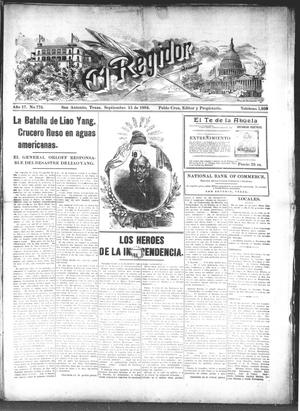 Primary view of object titled 'El Regidor (San Antonio, Tex.), Vol. 17, No. 775, Ed. 1 Thursday, September 15, 1904'.