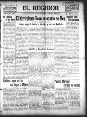 El Regidor (San Antonio, Tex.), Vol. 24, No. 1148, Ed. 1 Thursday, February 22, 1912