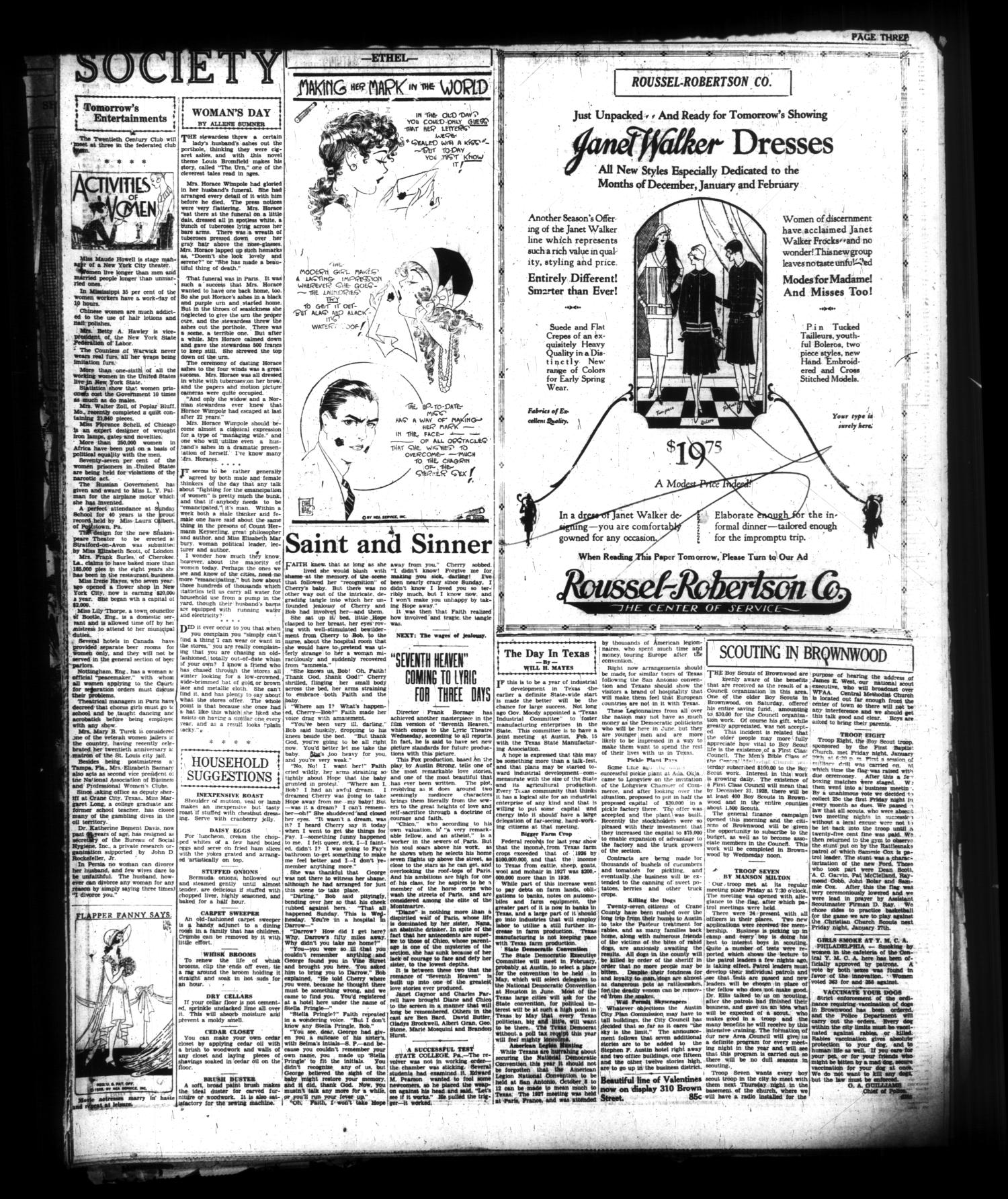 Brownwood Bulletin (Brownwood, Tex.), Vol. 28, No. 84, Ed. 1 Monday, January 23, 1928
                                                
                                                    [Sequence #]: 3 of 8
                                                