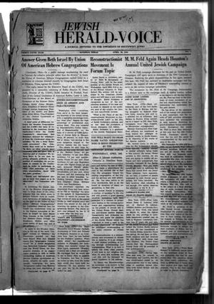 Primary view of object titled 'Jewish Herald-Voice (Houston, Tex.), Vol. 39, No. 3, Ed. 1 Thursday, April 20, 1944'.