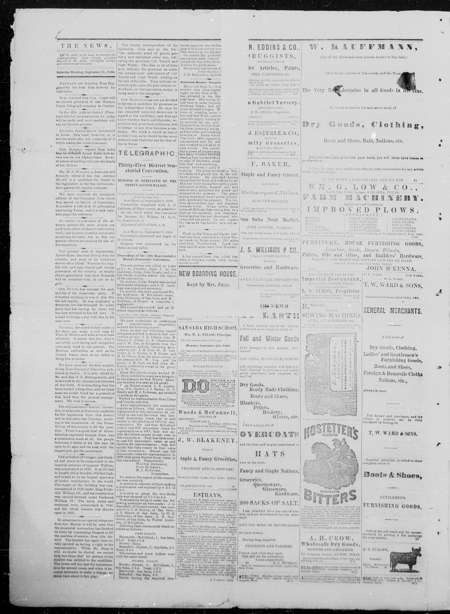 The San Saba News. (San Saba, Tex.), Vol. 7, No. 1, Ed. 1, Saturday, September 11, 1880
                                                
                                                    [Sequence #]: 2 of 4
                                                