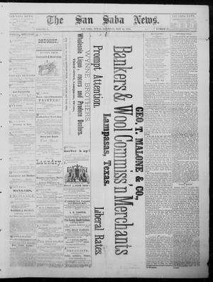 Primary view of object titled 'The San Saba News. (San Saba, Tex.), Vol. 10, No. 35, Ed. 1, Saturday, May 24, 1884'.