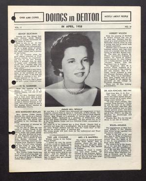 Primary view of object titled 'Doings in Denton (Denton, Tex.), Vol. 2, No. 4, Ed. 1, April 1958'.