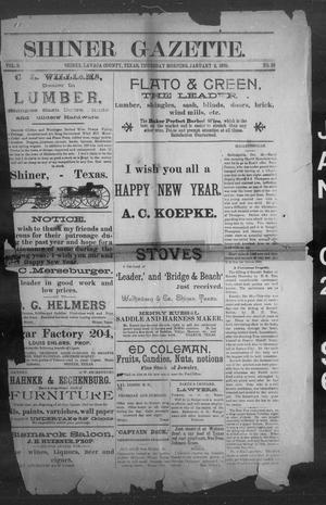 Primary view of object titled 'Shiner Gazette. (Shiner, Tex.), Vol. 3, No. 30, Ed. 1, Thursday, January 2, 1896'.