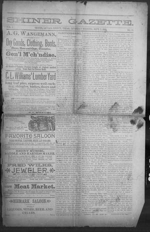 Primary view of object titled 'Shiner Gazette. (Shiner, Tex.), Vol. 1, No. 10, Ed. 1, Wednesday, September 7, 1893'.