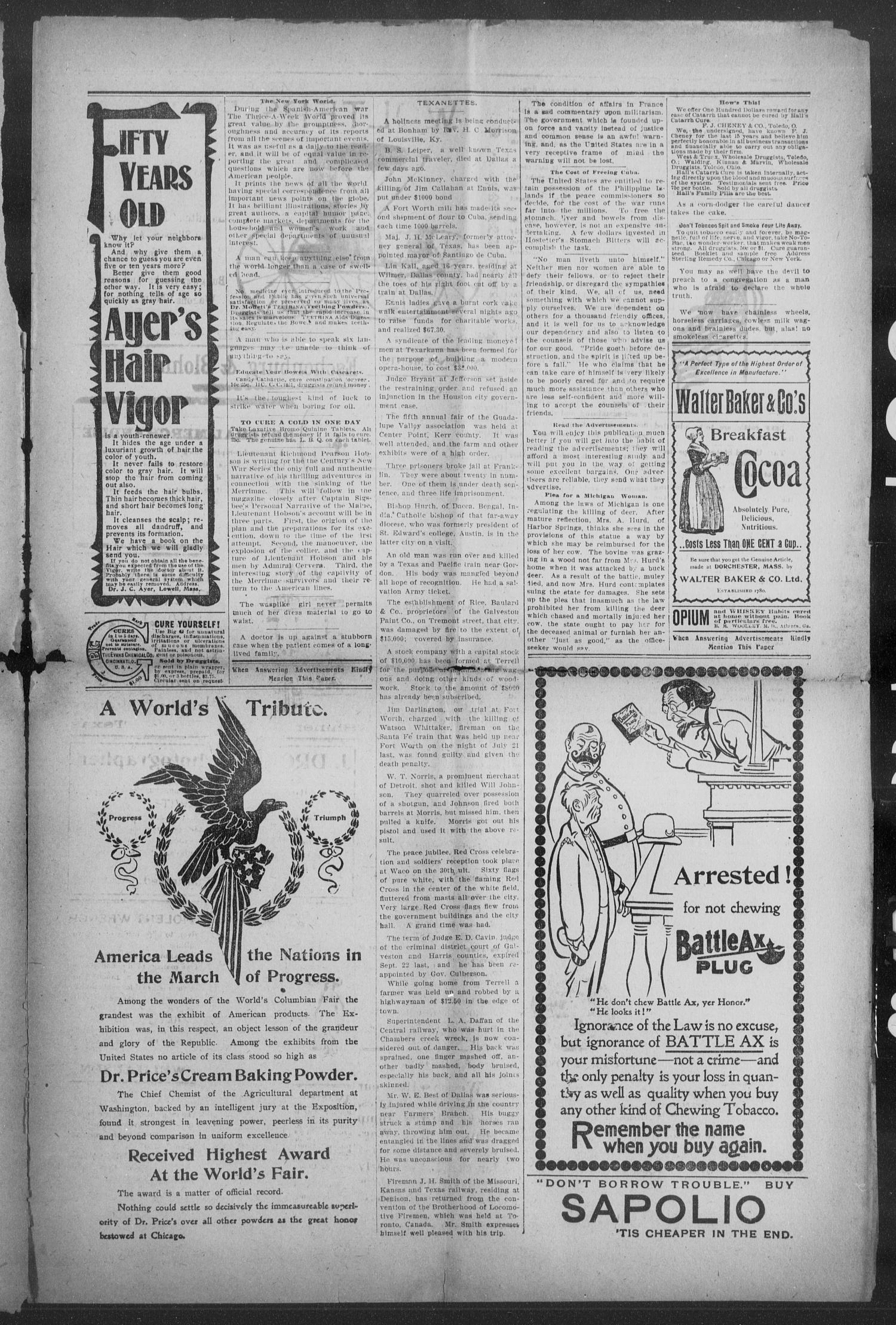 Shiner Gazette. (Shiner, Tex.), Vol. 6, No. 20, Ed. 1, Wednesday, October 12, 1898
                                                
                                                    [Sequence #]: 3 of 8
                                                