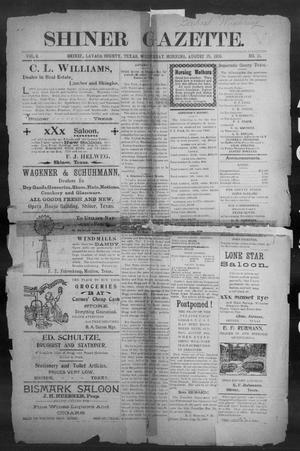 Primary view of object titled 'Shiner Gazette. (Shiner, Tex.), Vol. 8, No. 11, Ed. 1, Wednesday, August 15, 1900'.
