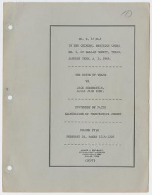Primary view of object titled 'Cause Number E. 4010-J. Examination of Prospective Jurors: Volume 5, February 1964'.