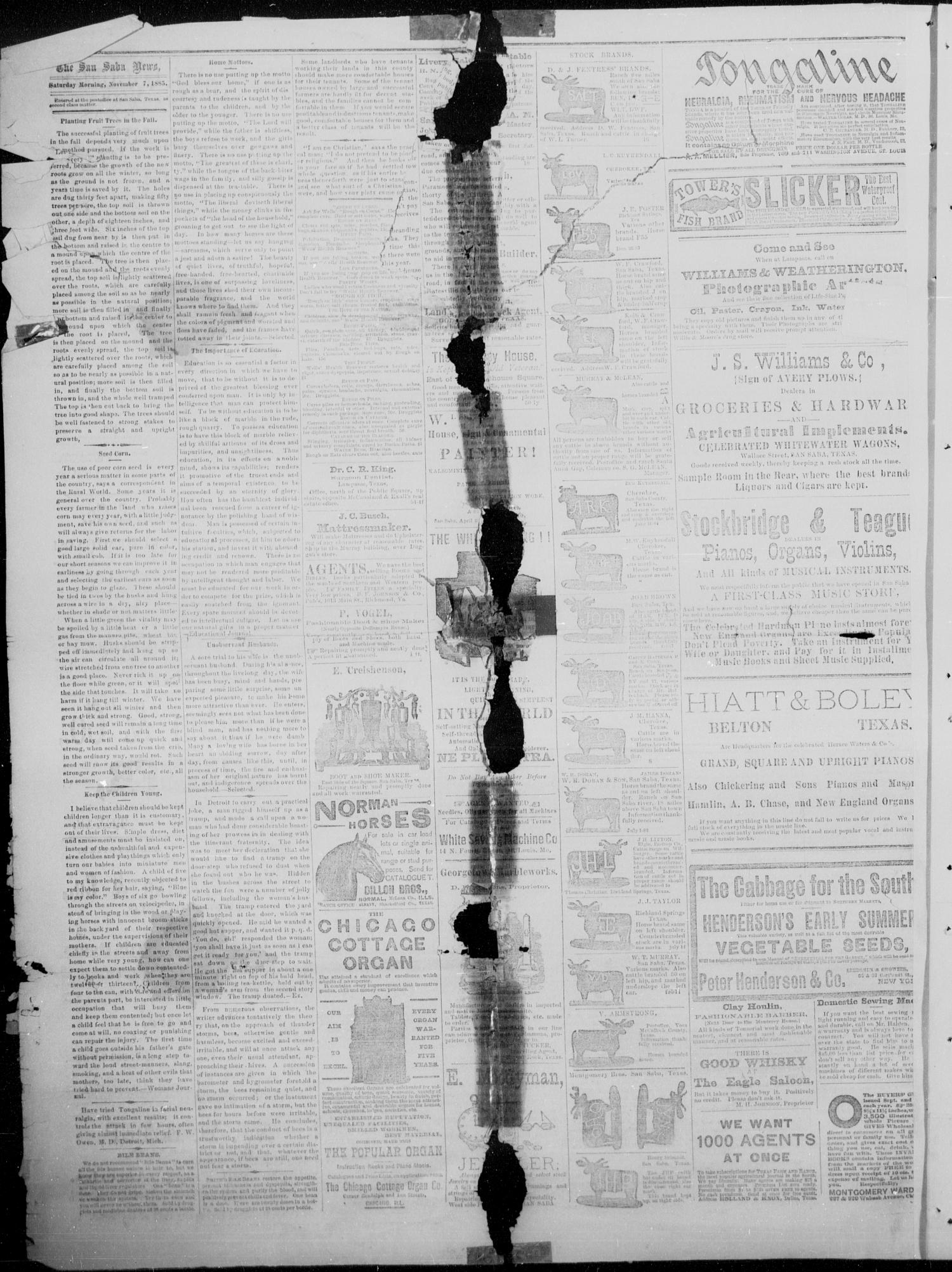 The San Saba Weekly News. (San Saba, Tex.), Vol. 12, No. 5, Ed. 1, Saturday, November 7, 1885
                                                
                                                    [Sequence #]: 4 of 4
                                                