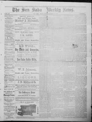 Primary view of object titled 'The San Saba Weekly News. (San Saba, Tex.), Vol. 12, No. 21, Ed. 1, Saturday, March 6, 1886'.