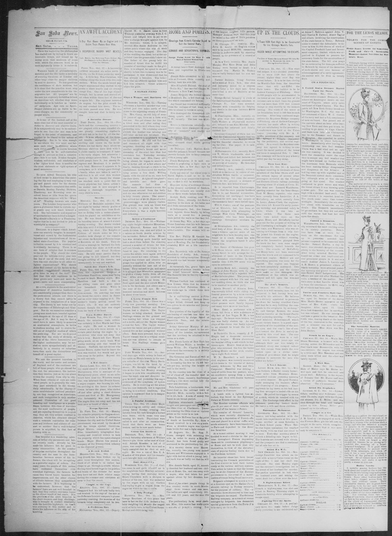 The San Saba Weekly News. (San Saba, Tex.), Vol. 17, No. 50, Ed. 1, Friday, October 23, 1891
                                                
                                                    [Sequence #]: 2 of 4
                                                