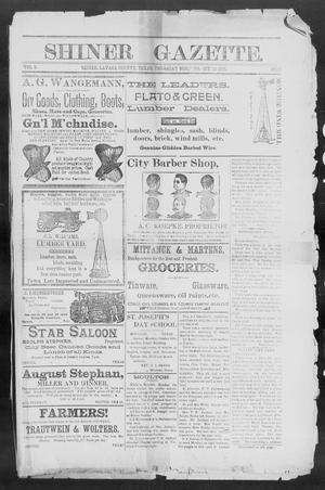 Primary view of object titled 'Shiner Gazette. (Shiner, Tex.), Vol. 2, No. 17, Ed. 1, Thursday, October 18, 1894'.