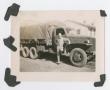 Photograph: [Soldier with Truck at Camp Barkeley]