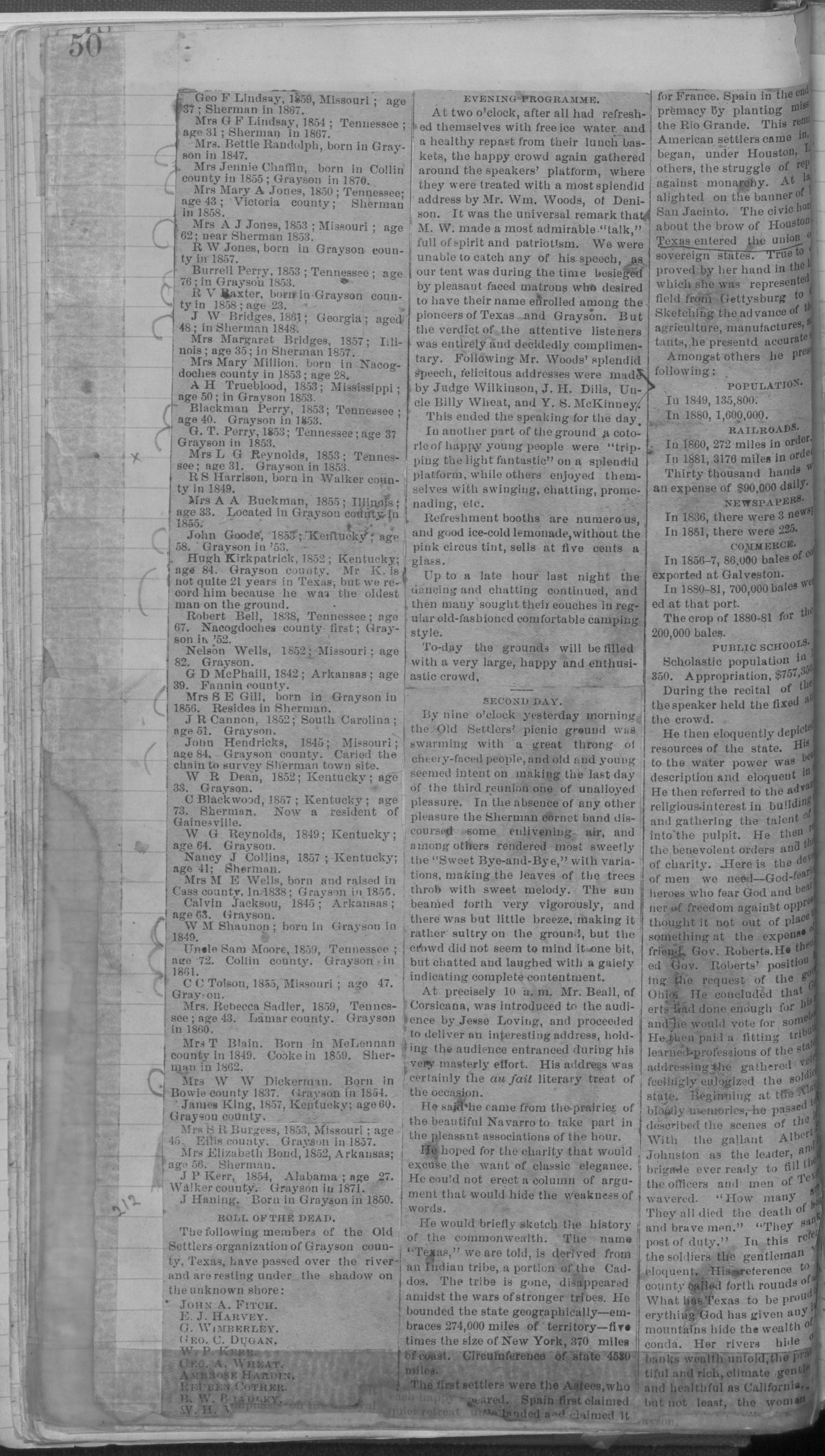 Old Settler's Association of Grayson County, Vol. 1.
                                                
                                                    [Sequence #]: 50 of 322
                                                