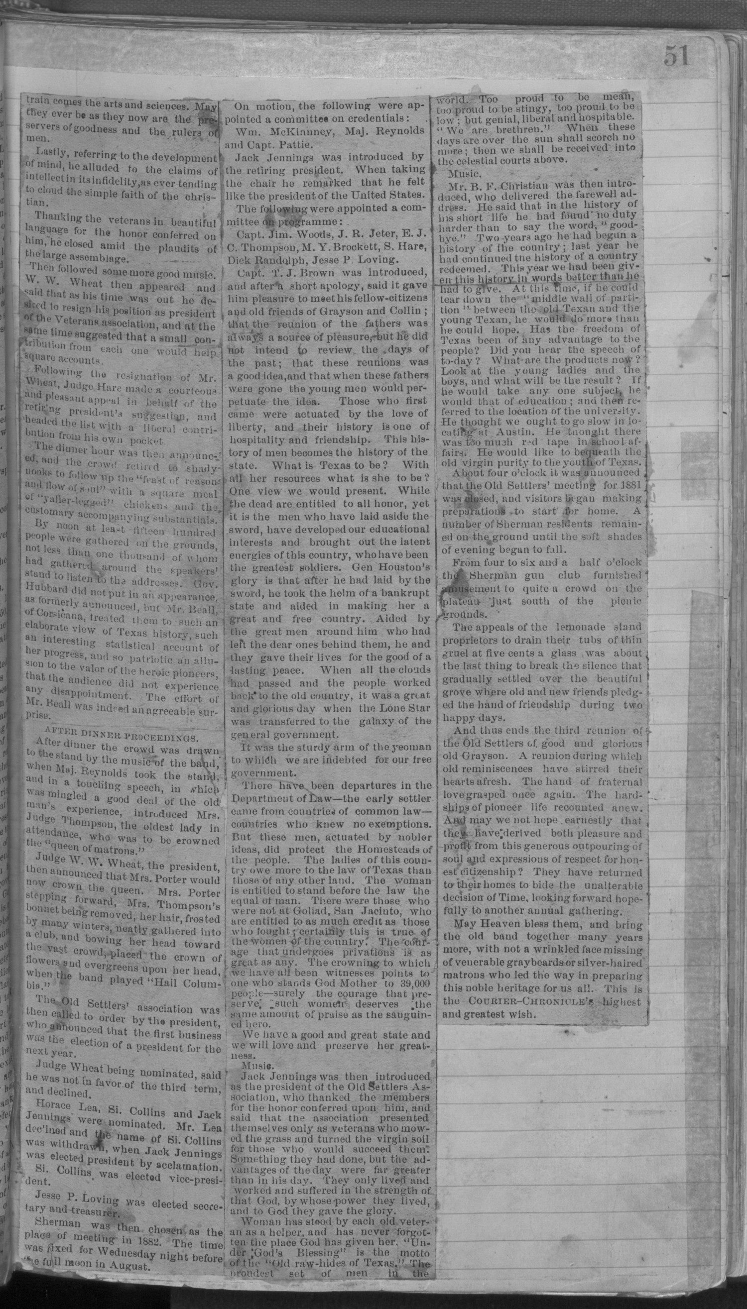 Old Settler's Association of Grayson County, Vol. 1.
                                                
                                                    [Sequence #]: 51 of 322
                                                