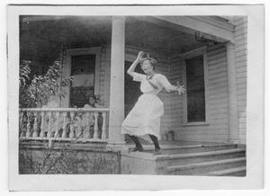 Primary view of object titled '[Unidentified Girl Standing on a Baluster]'.