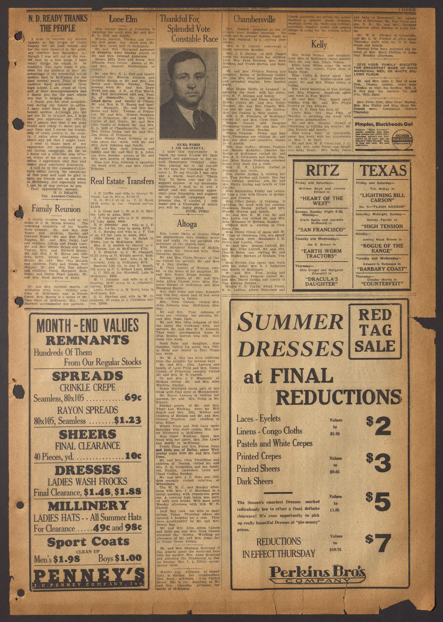 The McKinney Examiner (McKinney, Tex.), Vol. 50, No. 40, Ed. 1 Thursday, July 30, 1936
                                                
                                                    [Sequence #]: 3 of 12
                                                