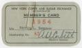 Text: [New York Coffee and Sugar Exchange Inc., Member's Card, 1954]