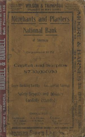 Primary view of object titled 'R. L. Polk & Co.'s Sherman City Directory, 1912-1913'.