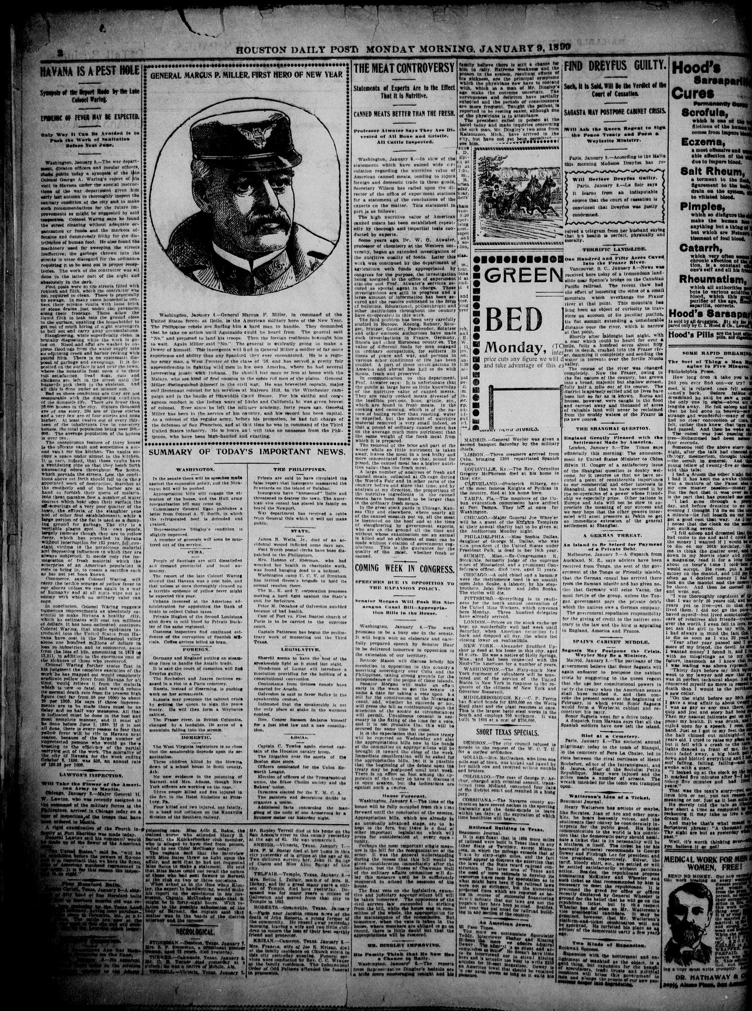 The Houston Daily Post (Houston, Tex.), Vol. 14, No. 282, Ed. 1, Monday, January 9, 1899
                                                
                                                    [Sequence #]: 2 of 8
                                                