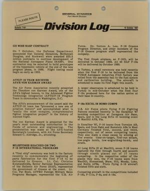 Primary view of object titled 'Division Log, Number 7161, October 13, 1987'.