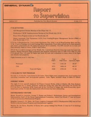 Primary view of object titled 'Convair Report to Supervision, Number 1025, July 26, 1978'.