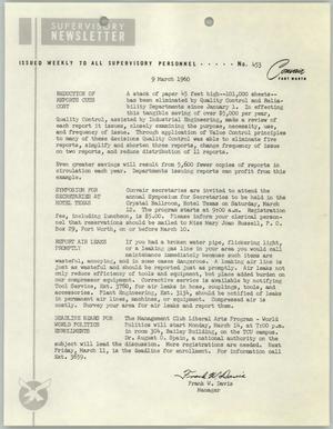 Primary view of object titled 'Convair Supervisory Newsletter, Number 453, March 9, 1960'.