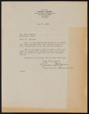 Primary view of object titled '[Letter from Thomas Morris to Perry Sayles, May 27, 1935]'.