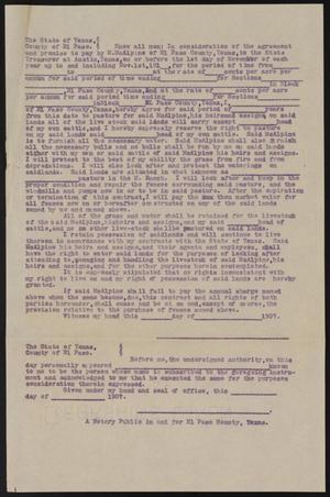 Primary view of object titled '[Contract From M. McAlpine, Regarding Pasture Land for Cattle]'.