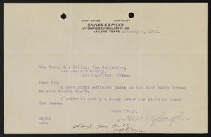 Primary view of object titled '[Letter from Henry Sayles Jr. to Henry L. Lilley, January 9, 1912]'.