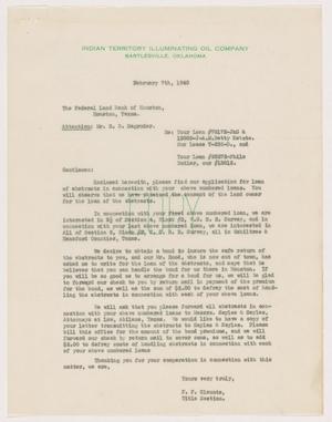 Primary view of object titled '[Letter from F. F. Claunts to Federal Land Bank of Houston, February 7, 1940]'.