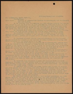 Primary view of object titled '[Letter to M. McAlpine, March 22, 1911]'.