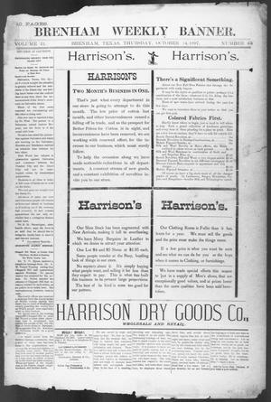 Primary view of object titled 'Brenham Weekly Banner. (Brenham, Tex.), Vol. 31, No. 45, Ed. 1, Thursday, October 14, 1897'.
