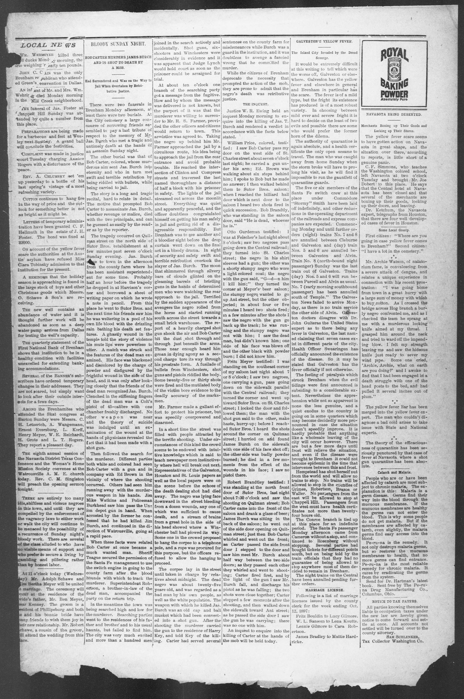 Brenham Weekly Banner. (Brenham, Tex.), Vol. 31, No. 45, Ed. 1, Thursday, October 14, 1897
                                                
                                                    [Sequence #]: 7 of 10
                                                