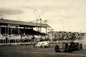 Primary view of object titled '[Car Races at Fair Park Race Track]'.