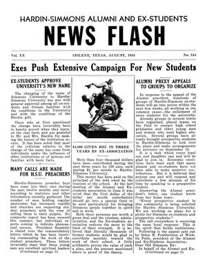 Primary view of object titled 'Hardin-Simmons Alumni and Ex-Students News Flash, August 1934'.