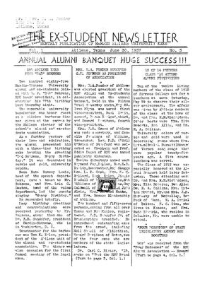 Primary view of object titled 'The Ex-Student News Letter, June 30, 1937'.