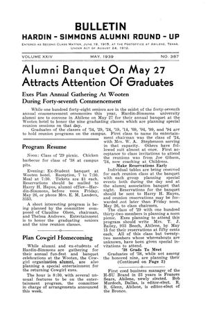 Primary view of object titled 'Bulletin: Hardin-Simmons Alumni Round-Up, May 1939'.