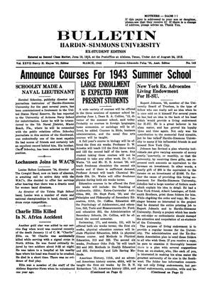 Primary view of Bulletin: Hardin-Simmons University, Ex-Student Edition, March 1943