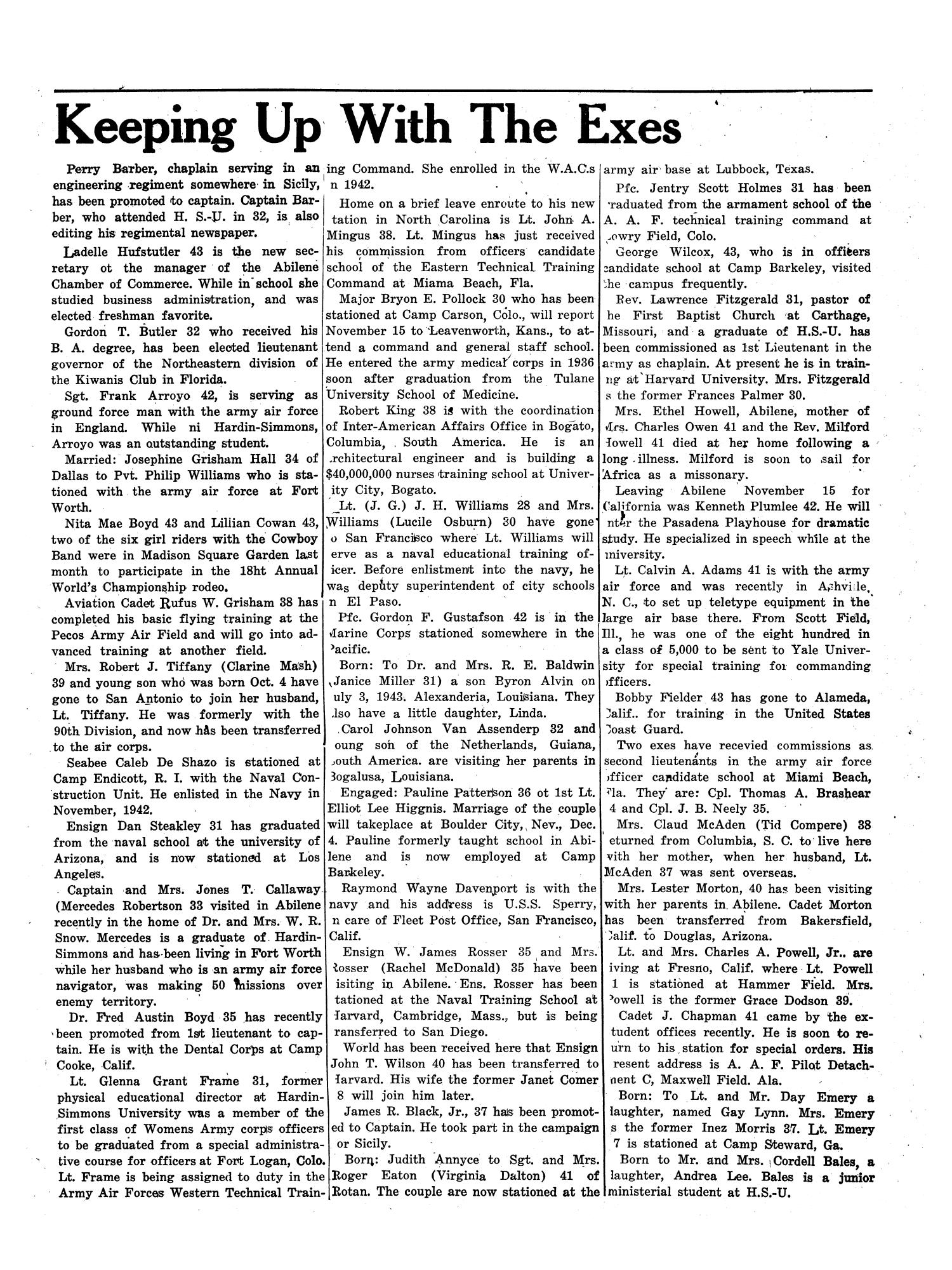 Bulletin: Hardin-Simmons University, Ex-Student Edition, November 1943
                                                
                                                    3
                                                
