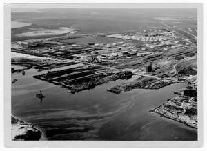 Primary view of object titled '[Aerial view of the port after the 1947 Texas City Disaster]'.