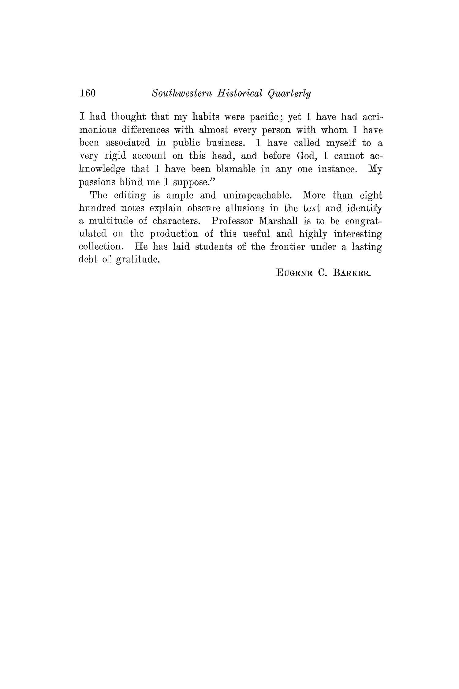 The Southwestern Historical Quarterly, Volume 30, July 1926 - April, 1927
                                                
                                                    160
                                                