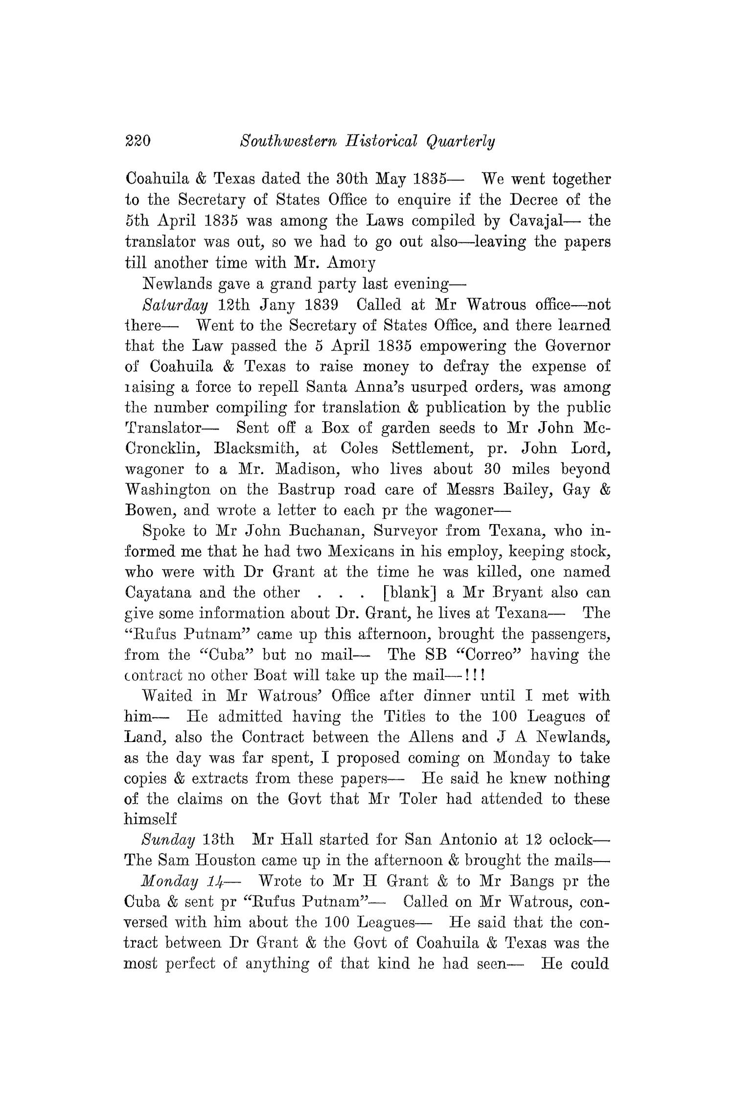 The Southwestern Historical Quarterly, Volume 30, July 1926 - April, 1927
                                                
                                                    220
                                                