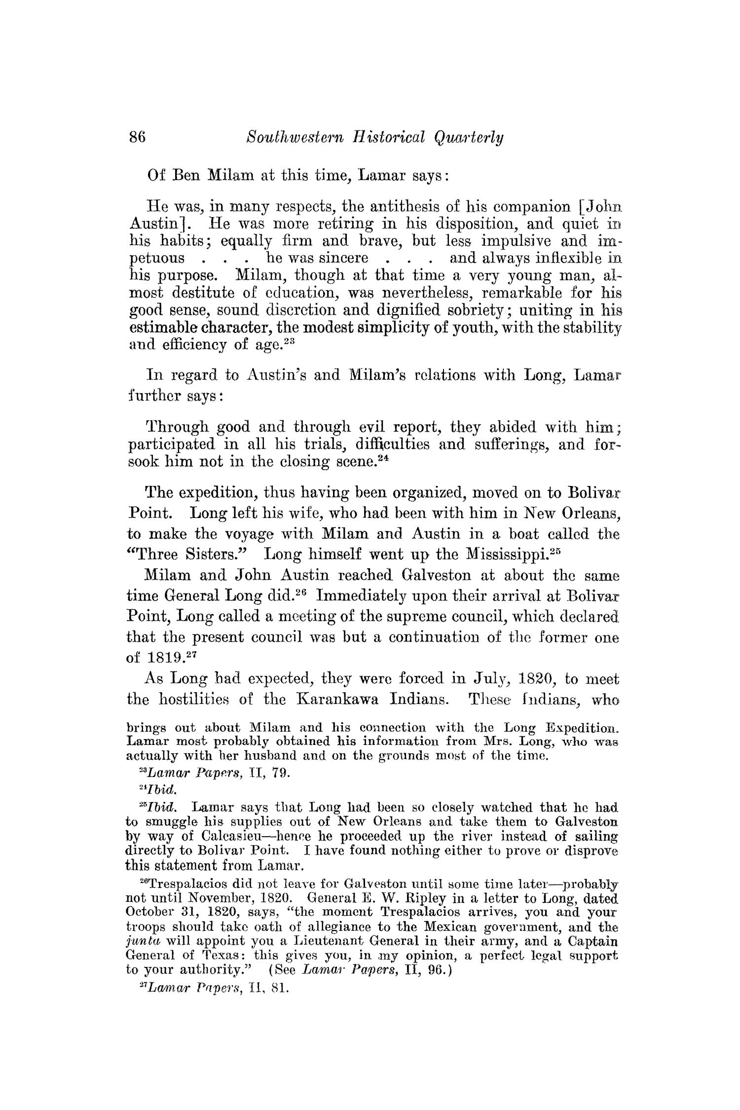 The Southwestern Historical Quarterly, Volume 38, July 1934 - April, 1935
                                                
                                                    86
                                                