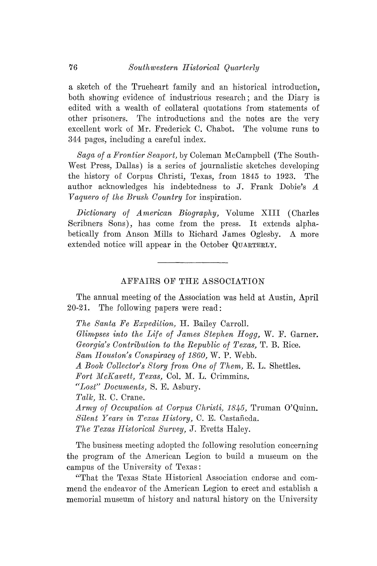 The Southwestern Historical Quarterly, Volume 38, July 1934 - April, 1935
                                                
                                                    76
                                                